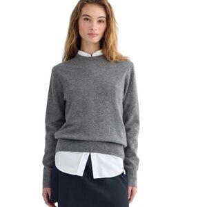 Everlane Cashmere Slim Crew Sweater Heather Charcoal Grey Size